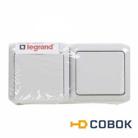 Фото Legrand Quteo Сер Блок Выключатель 1-кл+роз с/з с шт IP44