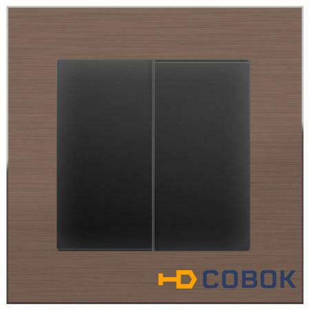 Фото Выключатель двухклавишный без рамки Aluminium (Черный матовый) WL08-SW-2G-LED+WL08-SW-2G; a029873