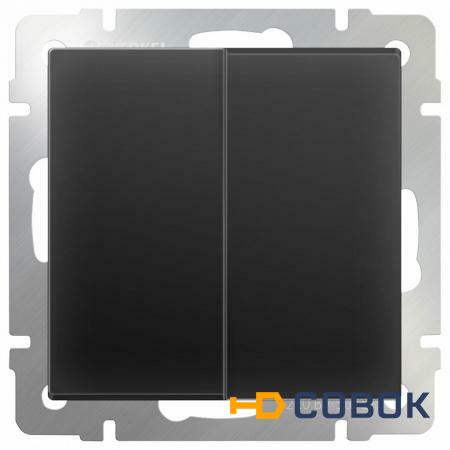 Фото Выключатель двухклавишный (черный матовый) WL08-SW-2G; a029873