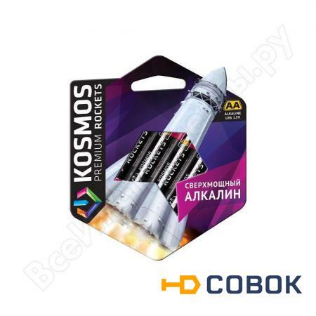 Фото Батарейка пальчиковая Premium LR6 4шт КОСМОС KOSLR6ROCKETS4BL