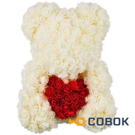 Фото Декоративное изделие"медвежонок из роз с сердцем" 40 см Huajing Plastic (192-510)