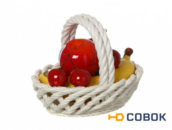 Фото Изделие декоративное "корзина с фруктами" овальная" высота=14 см.длина=16 см. Ceramiche D'arte (335-225)