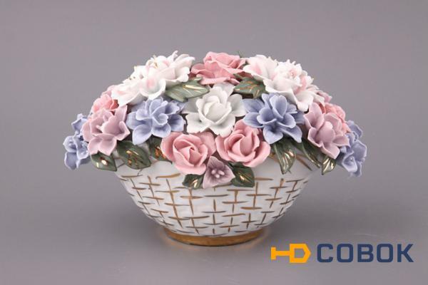 Фото Декоративное изделие "букет цветов в корзинке" высота=12 см.крас.карт.уп Hangzhou Jinding (98-043)