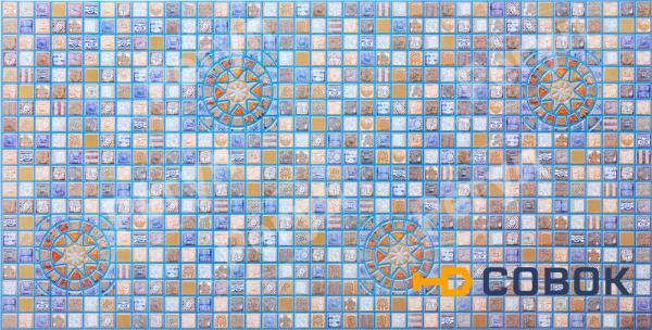 Фото Панели стеновые PRORAB Панели ПВХ (стеновые) Декопан мозаика "Медальон синий"