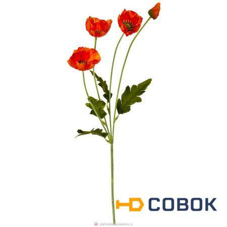 Фото Цветок искусственный мак красный высота 60 см