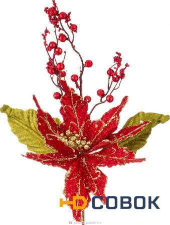 Фото Цветок искусственный пуансетия длина 45 cm на клипсе