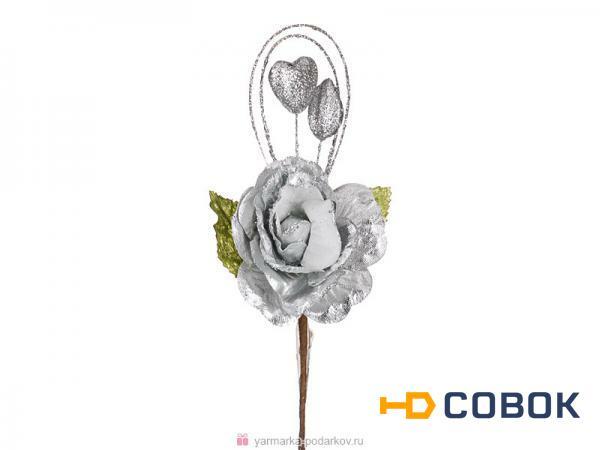 Фото Цветок искусственный роза на клипсе длина 20 см,