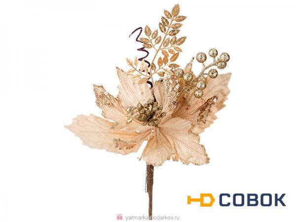 Фото Цветок искусственный пуансетия длина 30 cm на клипсе