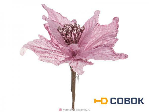 Фото Цветок искусственный пуансетия диаметр 20 cm на клипсе
