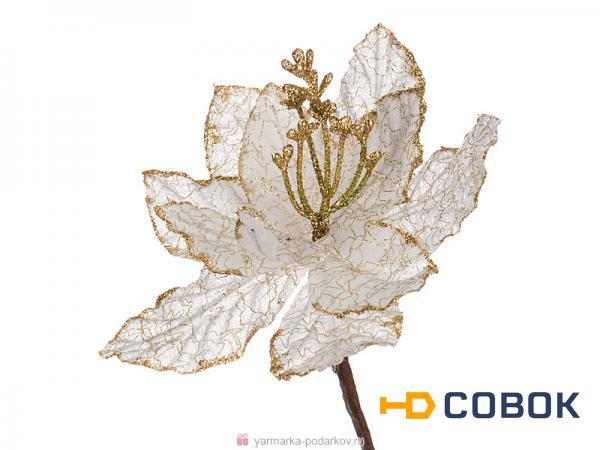 Фото Цветок искусственный пуансетия на клипсе длина 17 см