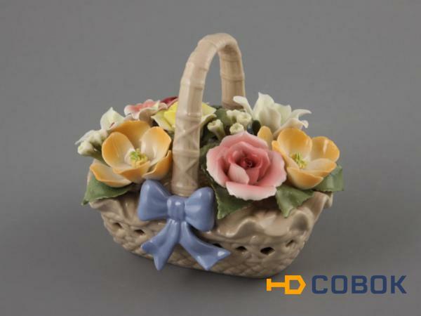 Фото Декоративное изделие "корзинка с цветами" высота=10 см. Porcelain Manufacturing (461-147)