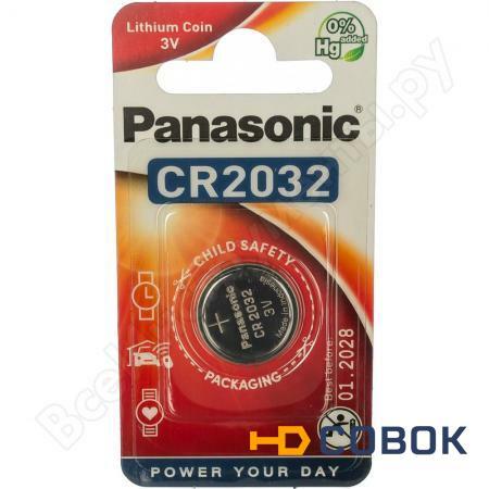 Фото Дисковая литиевая батарейка CR2032 3В бл/1 Panasonic 5019068085138