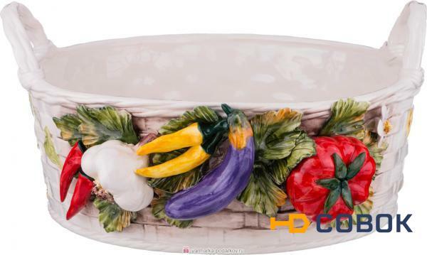 Фото Изделие декоративное корзина с овощами диаметр 44 см высота 22 см