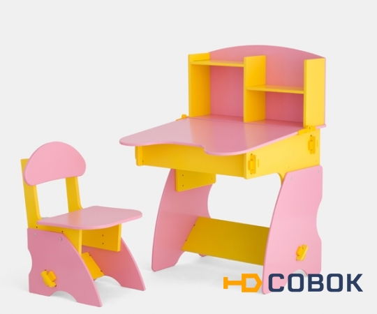 Фото Детский стол со стульчиком . Розово-желтый
