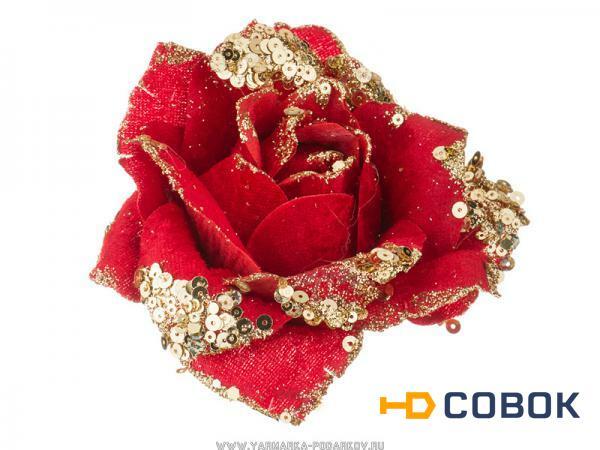 Фото Цветок искусственный роза диаметр 15 cm. на клипсе