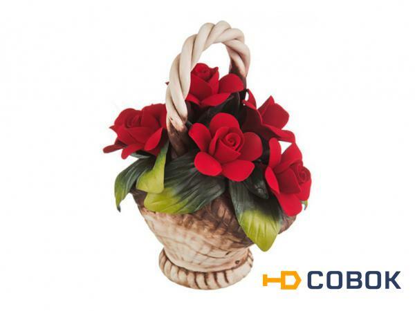 Фото Изделие декоративное "корзина с розами"12*10 см. высота=15 см. NAPOLEON (303-105)