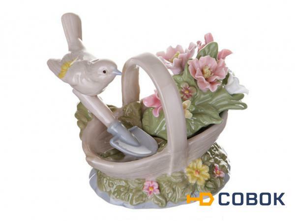 Фото Декоративное изделие "корзинка с цветами" высота=7 см. Porcelain Manufacturing (461-169)