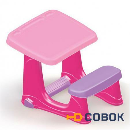Фото Парта со скамейкой розового цвета (DL_7064)