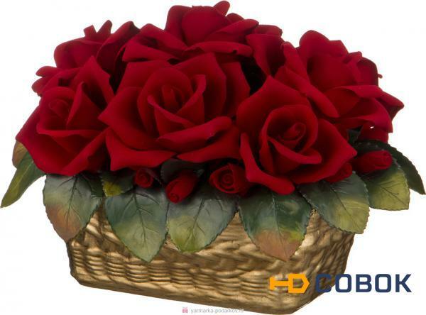 Фото Изделие декоративное корзинка с розами 28х22х18 см,