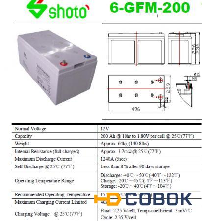 Фото Аккумулятор 6-gfm-200