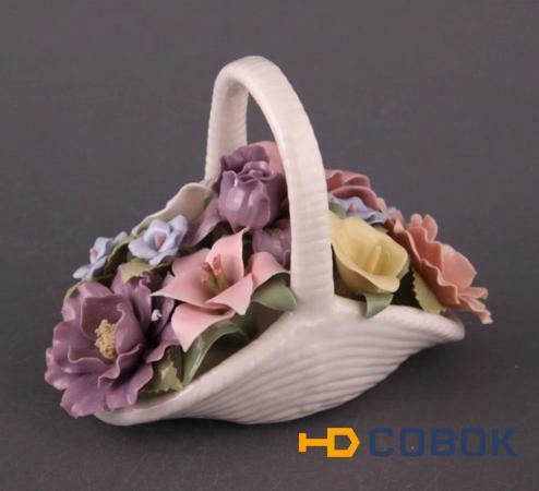 Фото Декоративное изделие "корзинка с цветами" высота=10 см. Porcelain Manufacturing (461-073)