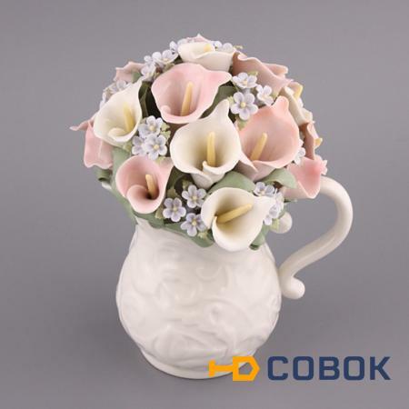 Фото Музыкальное декоративное изделие "кувшин с цветами" высота=21 см. Porcelain Manufacturing (461-164)