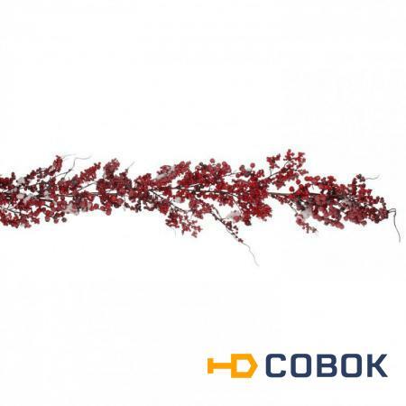 Фото Декор гирлянда с ягодами 180 см красная в снегу (83002)