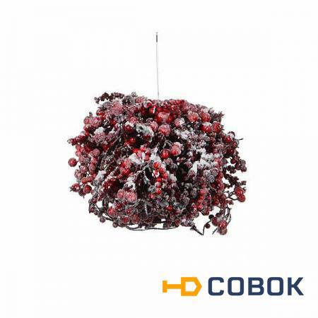 Фото Декор шар с ягодами диам. 25 см красный в снегу (83046)