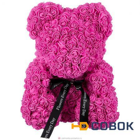 Фото Декоративное изделие медвежонок из роз 40 см
