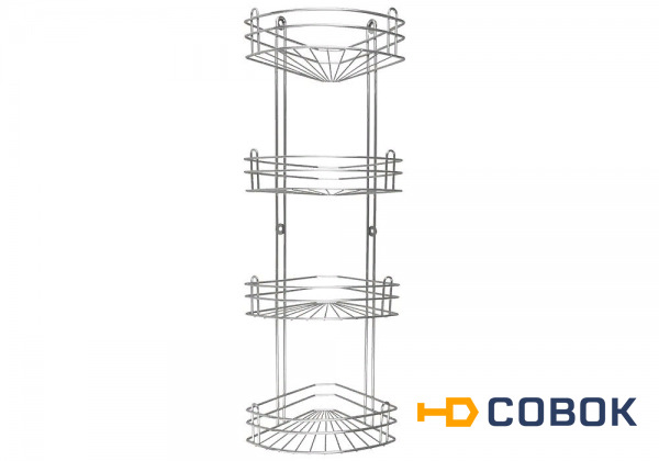 Фото Подвесные полки для ванной PRORAB Полка углов. 4-х ярусн. 18х29х85см настен. RUS-385026-4 борт