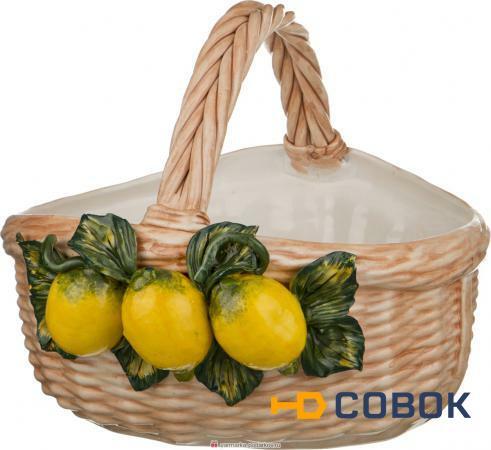 Фото Изделие декоративное корзина с лимонами диаметр 33 см