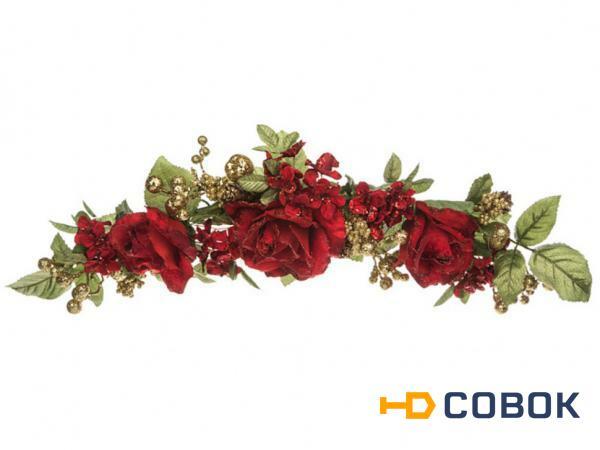 Фото Каминное украшение розы/гортензии/ягоды красный длина=50 см. Huajing Plastic (864-032)