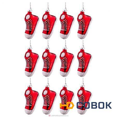 Фото Набор из 12-ти декоративных изделий кроссовок красный 8,5х3,5х5 см