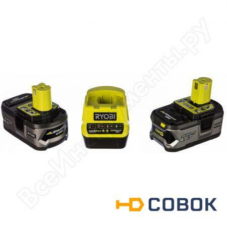 Фото Аккумулятор Ryobi ONE+ RC18120-240 (18 В; 4.0 А*ч; Li-Ion) 2 шт. + зарядное устройство RC18120 5133003363