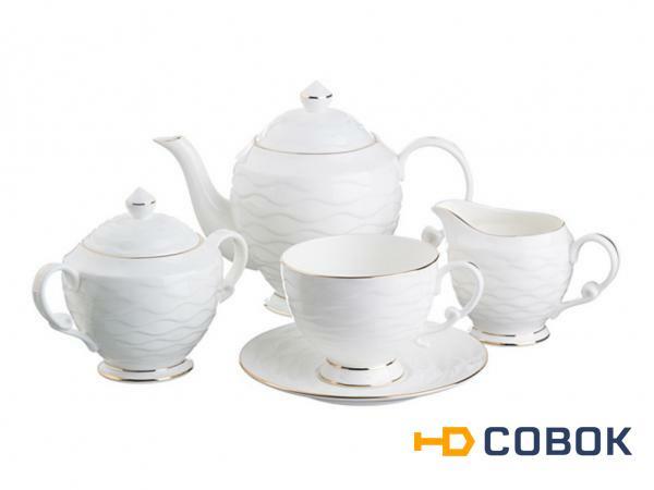 Фото Чайный сервиз на 6 персон 15 пр."белый" 800/250 мл. Porcelain Manufacturing (264-128)