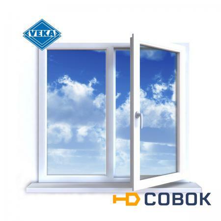 Фото Окно ПВХ Veka 1300х1400 мм двухстворчатое ЛГ/ППО 3 стеклопакет