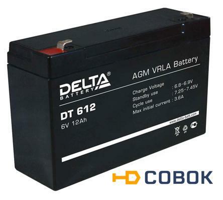 Фото Аккумулятор Delta DT 612 6V 12 А/ч для охранно-пожарных систем 12Ач пр.