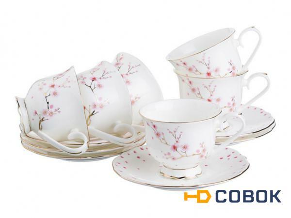 Фото Чайный набор "сакура" на 6 персон 12пр.250 мл. Porcelain Manufacturing (264-253)