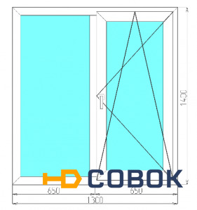 Фото Окно пвх двухстворчатое 1300*1400