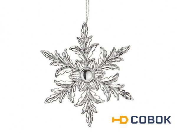Фото Декоративное изделие "снежинка" с украшениями прозрачно-серебряная 12*1 см.высота=12 см.(мал-36/кор= Myco International (865-092)
