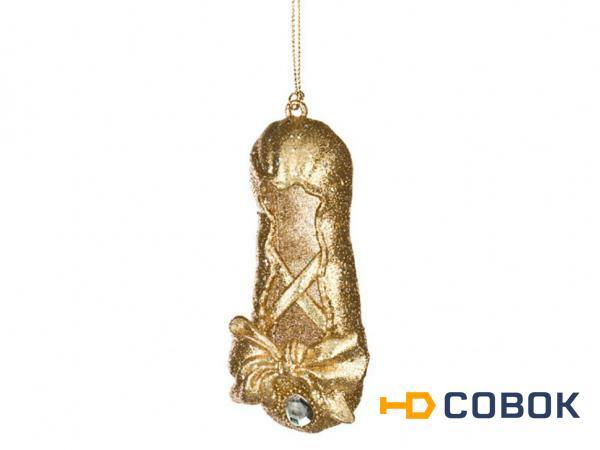 Фото Декоративное изделие "пуанты" золото глиттер 11*4 см.высота=3 см. Myco International (865-322)
