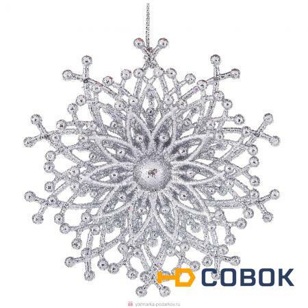 Фото Декоративное изделие снежинка 11 см цвет: серебро