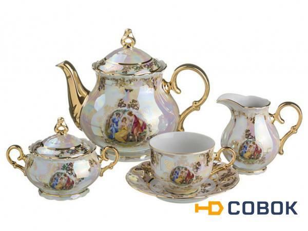 Фото Чайный сервиз на 6 персон 15 пр."мадонна" 1100/200/300/250 мл.высота=18/7 см. Bohemia Porcelan (655-067)