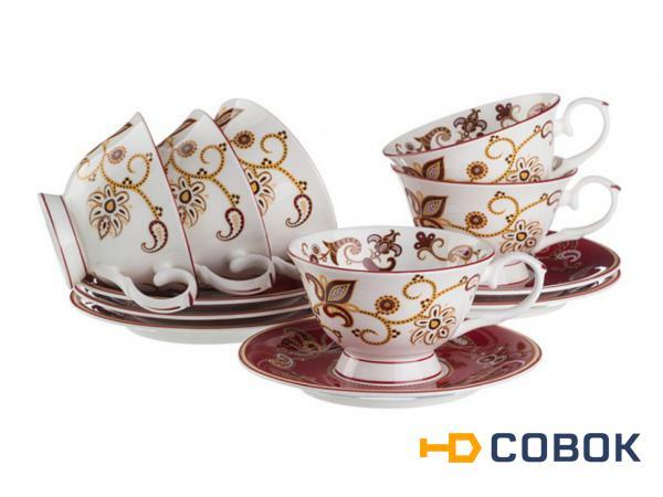 Фото Чайный набор на 6 персон 12 пр. 200 мл Porcelain Manufacturing (264-367)