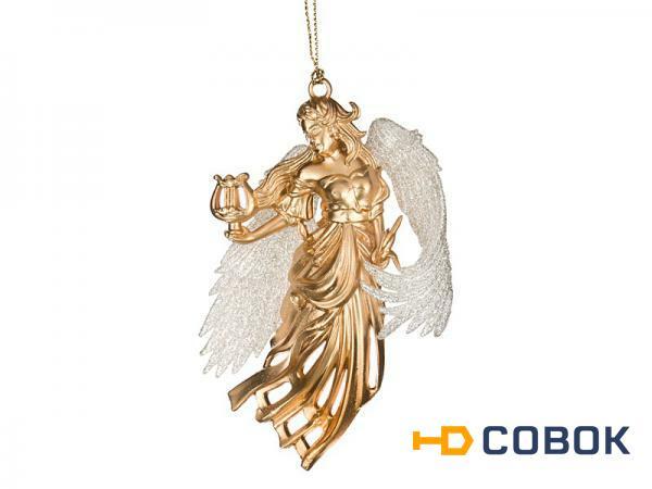 Фото Декоративное изделие "золотой ангел с крыльями" шампань 8*3 см.высота=12 см. Myco International (865-305)