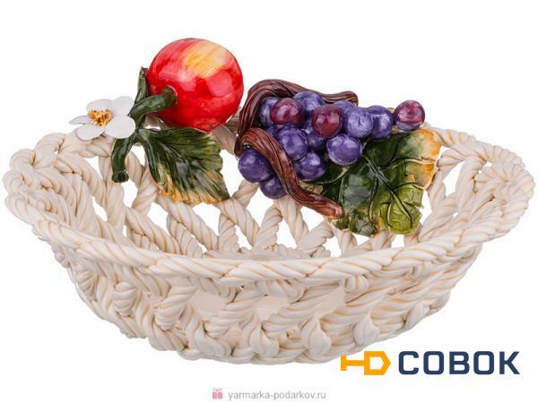 Фото Изделие декоративное корзина с фруктами диаметр 27 см высота 9 см