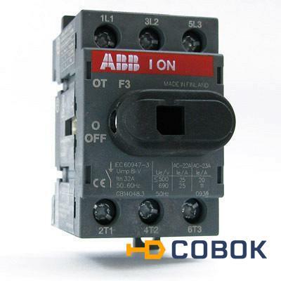 Фото Рубильник ABB OT80F3 до 80А 3х-полюсный на DIN-рейку или монт.плату 1SCA105798R1001