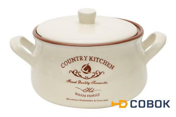 Фото Горшочек с ручками и крышкой Кухня в стиле Кантри - TLY4098-3-CK-AL Terracotta