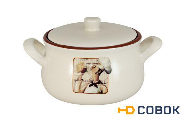 Фото Горшочек с ручками и крышкой Шеф-повар - TLY4098-3-CHEF-AL Terracotta