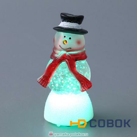 Фото Изделие декоративное снеговик с подсветкой высота 9 см,